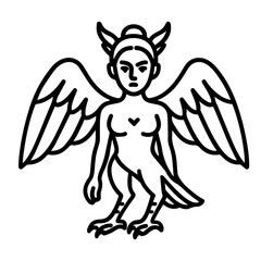 line icon mythical creature Harpy vector on white background
Vector line icon on white background