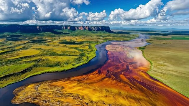 Scenic aerial view of Parque do Rio Branco showcasing vibrant landscapes and natural beauty in Boa Vista, Aerial view of Parque do Rio Branco in Boa Vista, Roraima Northern Brazil
