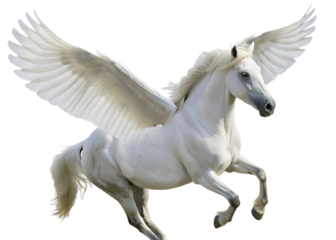 winged horse flying against isolated on white background PNG, AI GENERATED