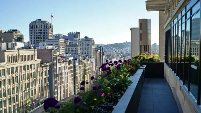 Scenic balcony view from JW Marriott Union Square Hotel overlooking San Francisco cityscape, JW Marriott Union Square Hotel