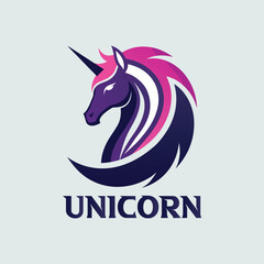 Minimal unicorn profile logo design with simple typography, elegant line art, modern branding icon, perfect for creative business identity