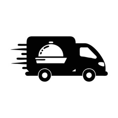 Fast food delivery truck vector icon illustration representing quick service