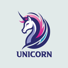 Minimal unicorn profile logo design with simple typography, elegant line art, modern branding icon, perfect for creative business identity