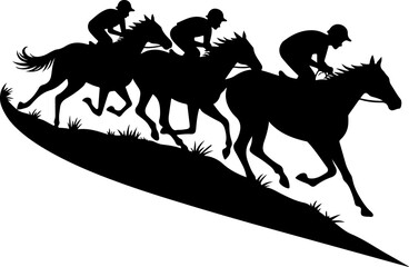 Cowboys Riding in Mountains Silhouette vector bundle
