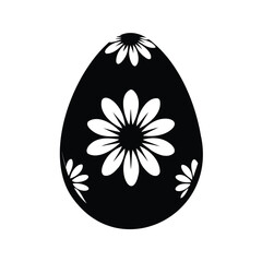 Black and White Easter Egg with Floral Pattern for Spring Celebration