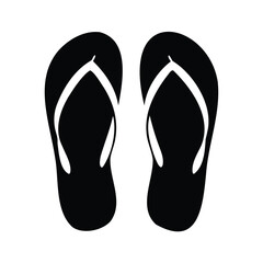 Black flip flops on a white background symbolizing summer and relaxation