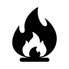 Abstract Black and White Flame Icon Representing Fire or Burning Heat