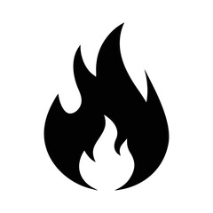Stylized black silhouette of fire flames isolated on a white background