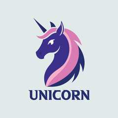 Minimal unicorn profile logo design with simple typography, elegant line art, modern branding icon, perfect for creative business identity