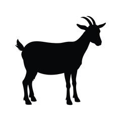 Silhouette of a stately goat standing against a plain white background