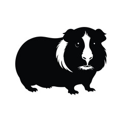 Silhouette of a Black and White Guinea Pig with a Striking Profile