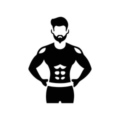 Stylized vector image of a muscular man with welldefined abs