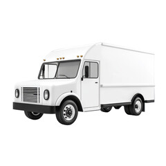 Classic White Delivery Truck for Urban Transport and Logistics on transparent background