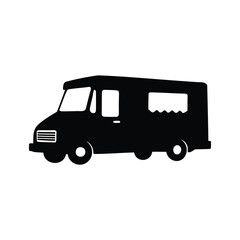 Black silhouette of a compact commercial vehicle often used as food truck