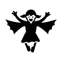 Cartoon image of cute Halloween character girl dressed as a bat