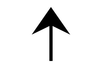 Black upward pointing arrow graphic on white background simple directional symbol