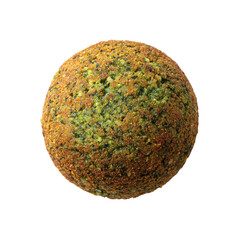 Fototapeta premium A perfectly round falafel ball, showcasing its speckled green texture and golden-brown crust.&nbsp;