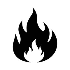 Stylized black flame illustration against a white background with sharp points