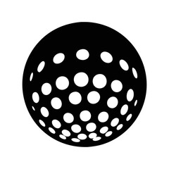 Black and white golf ball with dimples on a white background image