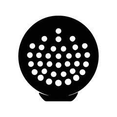 Stylized Golf Ball Icon with Black Background and White Dimples Illustration
