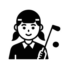 Illustration of a girl golfer with a club and a golf ball