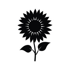 Elegant and simple sunflower silhouette on a white background, vector illustration