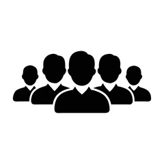 Silhouette vector image of a group of five faceless people aligned