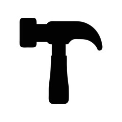 Silhouette of a hammer isolated on a white background, woodworking tool