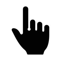 A black hand cursor pointing upwards on a white background illustration
