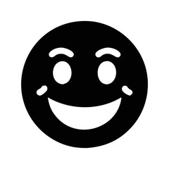 Black smiling emoticon with rosy cheeks is simple and easily recognizable