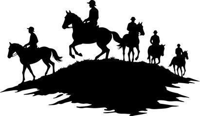 mountain horses, riders, vector bundle