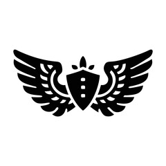 Heraldic shield with decorative wings design for family crest or logo