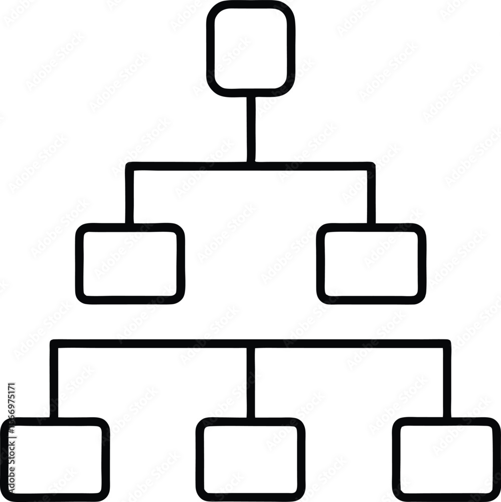 Poster minimalist hierarchical flowchart line art icon on transparent background