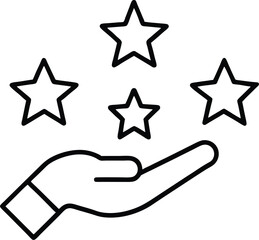 Minimalist Line Art Icon of a Hand Reaching or Holding on transparent background