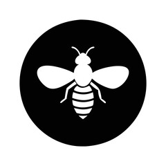 Graphic Design of a Bee in Black and White Circular Icon