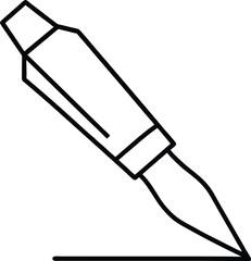 Minimalist Line Art Icon of Pen Writing on Paper on transparent background