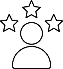 Minimal Line Art Person Icon with Three Stars on Transparent Background