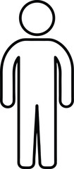Minimal Line Art Standing Human Figure Icon on Transparent Background