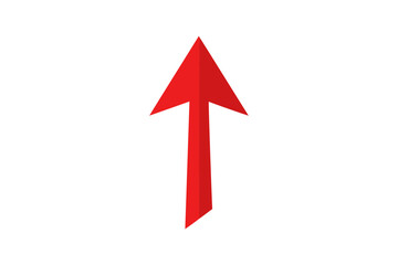 Red arrow icon pointing upwards on white background simple graphic symbol direction indicator