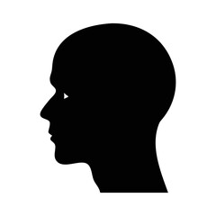 Black Silhouette of a Head Profile on a White Background Depicted