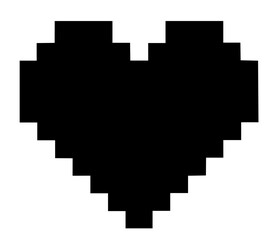Fototapeta premium Black pixelated heart. retro love, 8-bit aesthetics, digital emotion, and gaming culture, gamer-themed.