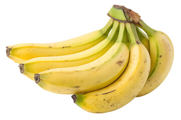 Bunch of ripe yellow bananas isolated on transparent background, fresh fruit, healthy snack, natural food, tropical produce