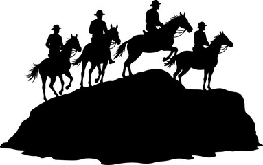 Mountain Horse Racing Downhill Silhouette vector bundle