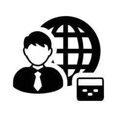 Global Business Solutions Representative with Finances and International Market Icon