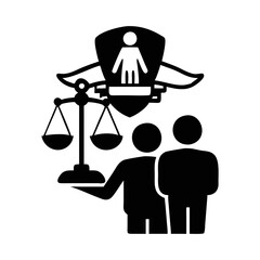 Icon representation of legal service, dispute resolution, justice and equality for people