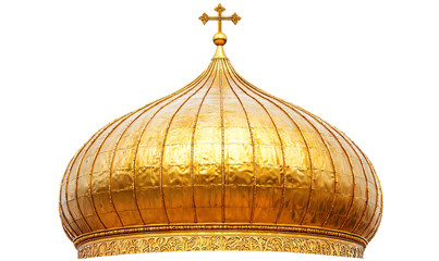Majestic Golden Onion Dome of Eastern Orthodox Church Against a Pristine White Background