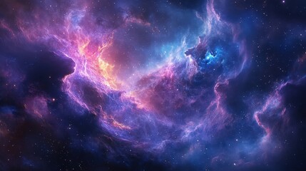 Stunning Space Scene with Swirling Colors and Cosmic Light in the Universe