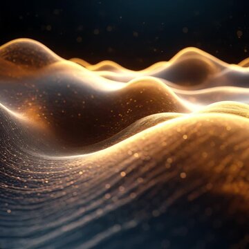 Organic Gold and Silver Shapes in Fluid Motion with Pulsing Light