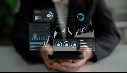 Sales data analysis dashboard showing performance, trends, and insights. Sales data tracks growth,...