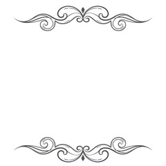 Fototapeta premium Decorative vintage frame with ornate swirls on white background 